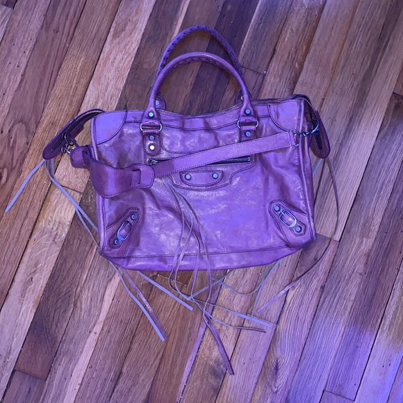 *SPECIAL EDITION* BALENCIAGA VIOLET LEATHER CITY BAG - Picture 2 of 9
